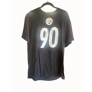 Pittsburgh Steelers Watt #90‎ T-Shirt Mens L Black Cotton Crew Neck